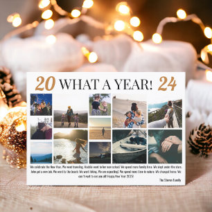 Neujahr im Überblick 12 Fotos Collage Terracotta Feiertagskarte