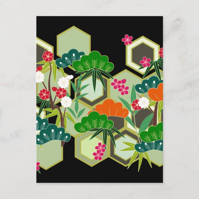 Neujahr Japan Stil Feiertagspostkarte (Vorderseite)