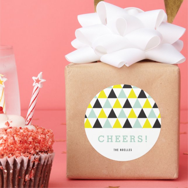Neujahr jubelt farbenfrohe Mod Geometric Holiday Runder Aufkleber (Party)