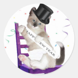 Neujahr: Kitten Classic Round Stickers