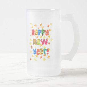 Neujahr: Mattierte Tasse aus Sternglas
