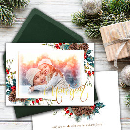 Neujahr mit Spruce Filialen Foto Grußkarte Ankündigung