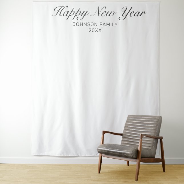 Neujahr Modernes Minimalistisches Weißes Foto Hint Wandteppich (Beispiel)