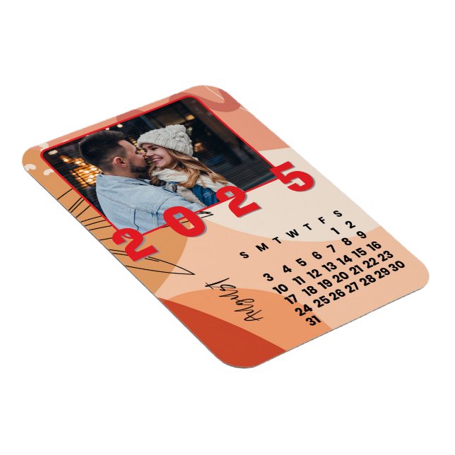 Neujahr Monat August 2025 Kalender Foto der Famili Magnet (Rechte Seite)