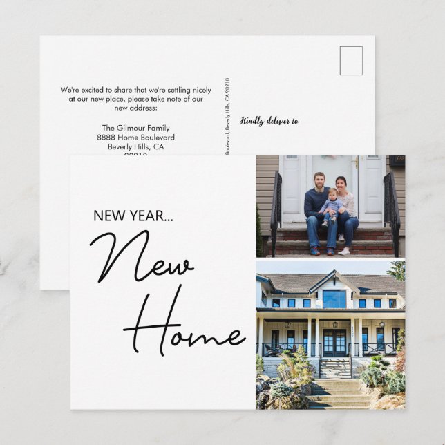 Neujahr Neue Zuhause-Family-Fotos für das benutzer Postkarte (Vorne/Hinten)