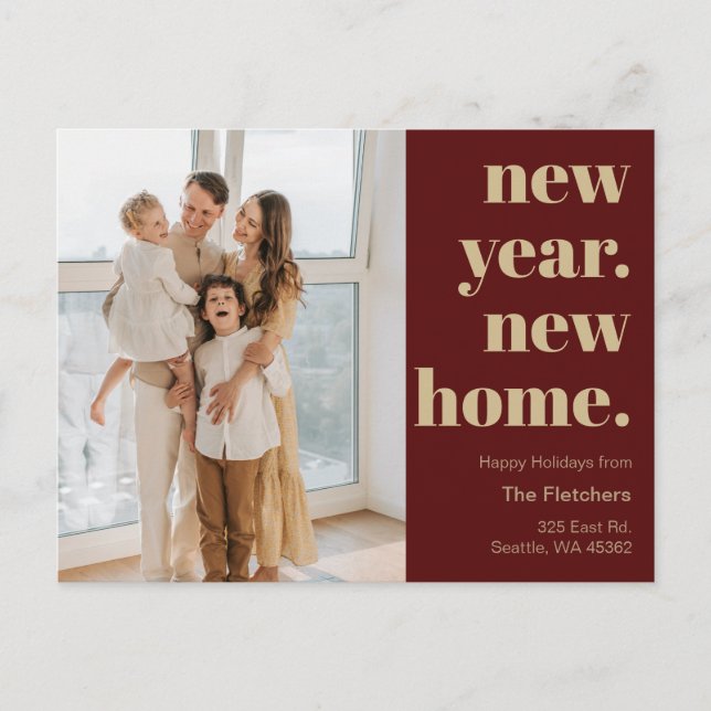 Neujahr Neue Zuhause Umzug Foto Urlaub Postkarte (Vorderseite)