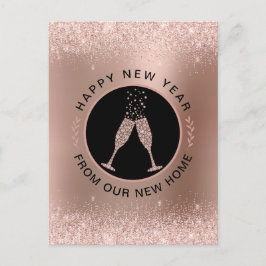 Neujahr Neuer Zuhause Rosen Gold Address Change Postkarte