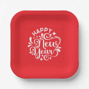 Neujahr Pappteller