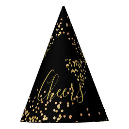 Neujahr Party Champagner Gold Blasen Spaß Schwarz Partyhütchen