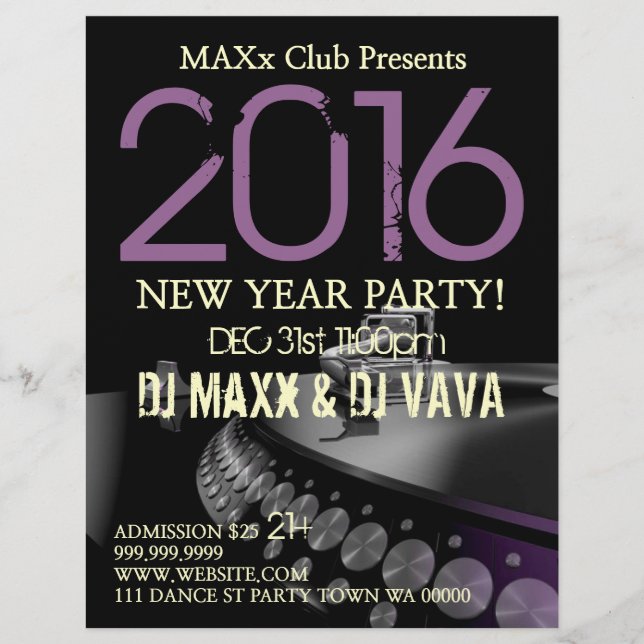 Neujahr Party Event Ankündigung DJ CLUB Flyer (Vorne)