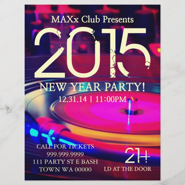 Neujahr Party Event Ankündigung DJ CLUB Flyer (Vorne)