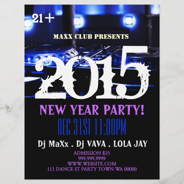 Neujahr Party Event Ankündigung DJ CLUB Flyer (Vorne)