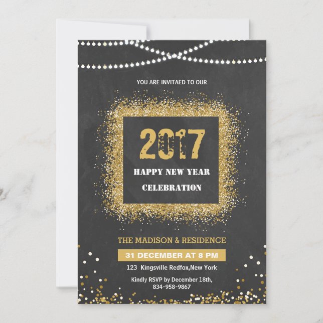 Neujahr Party Flyer Einladung (Vorderseite)