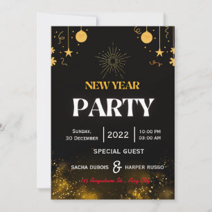 Neujahr Party personalisiert Einladungskarte