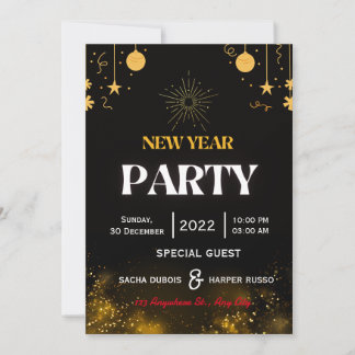 Neujahr Party personalisiert Einladungskarte