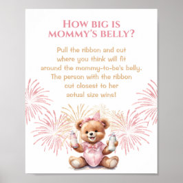 Neujahr Pink Baby Dusche wie groß ist Mama's Bauch Poster