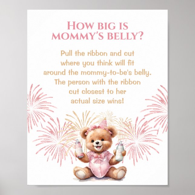 Neujahr Pink Baby Dusche wie groß ist Mama's Bauch Poster (Vorne)