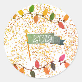Neujahr Runder Aufkleber