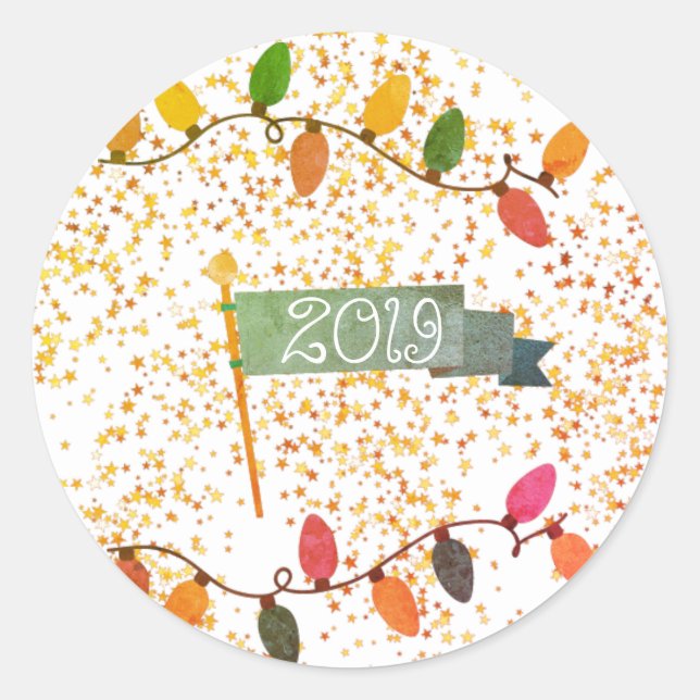 Neujahr Runder Aufkleber (Vorderseite)