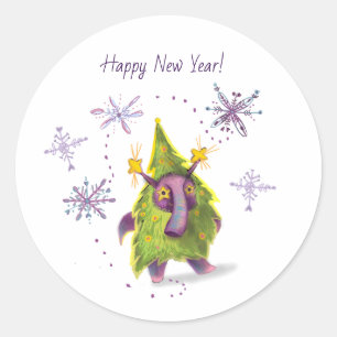 Neujahr Runder Aufkleber