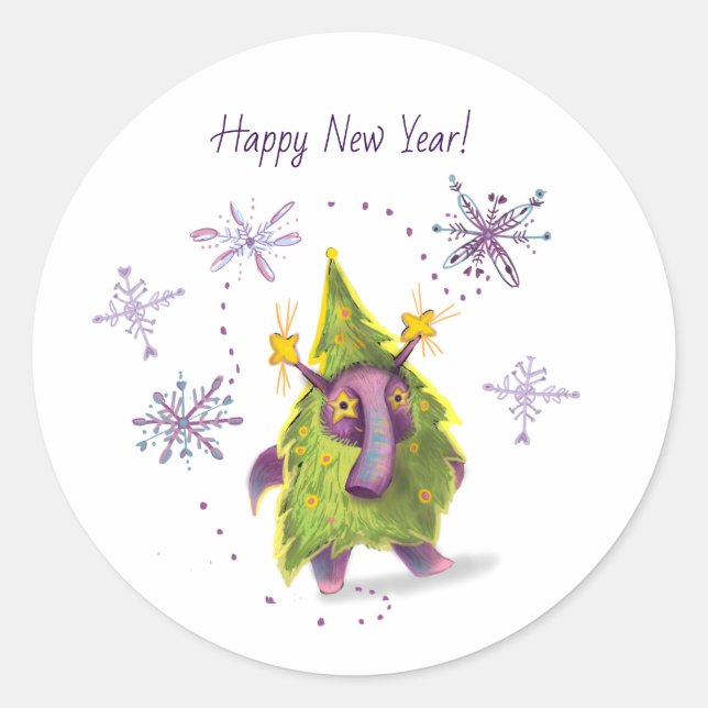 Neujahr Runder Aufkleber (Vorderseite)