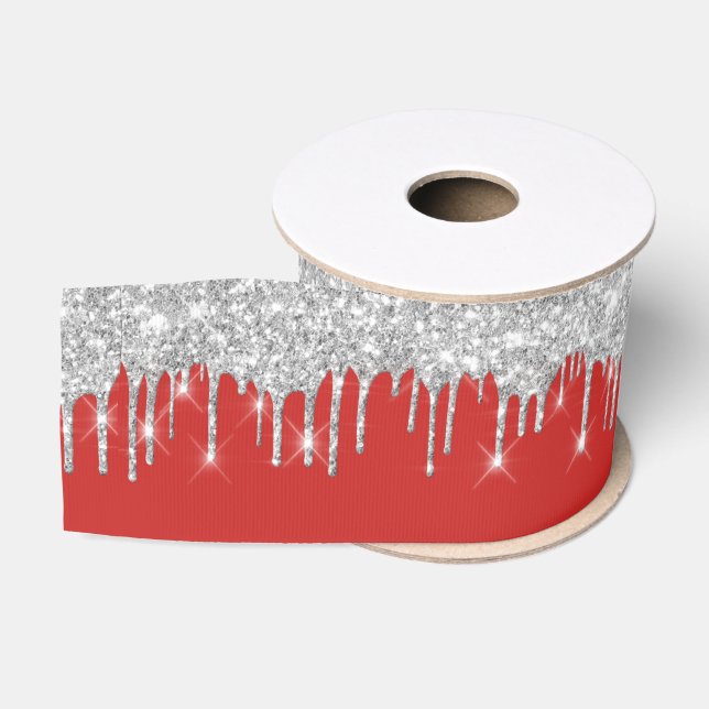 Neujahr Tropfen Royal Red Gray Silver Spark Ripsband (Spule)