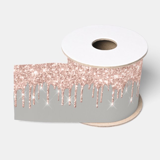 Neujahr Tropfen Royal Rose Gold Grau Spark Ripsband (Spule)