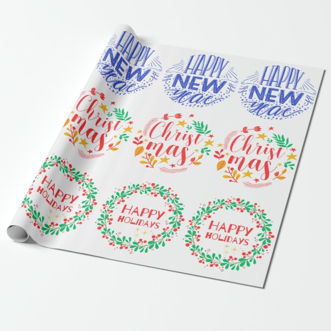 Neujahr und Weihnachtswrapping Paper Geschenkpapier (Ungerollt)