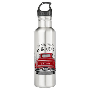 Neujahr: Vintager Name des roten Lkw Edelstahlflasche