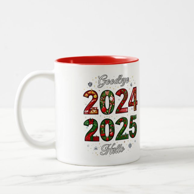 Neujahr Wasserflaschen Zweifarbige Tasse (Links)