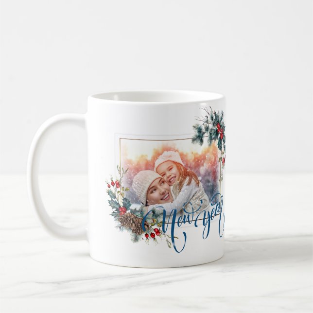 Neujahr Winter Foto in Blue Style Kaffeetasse (Links)