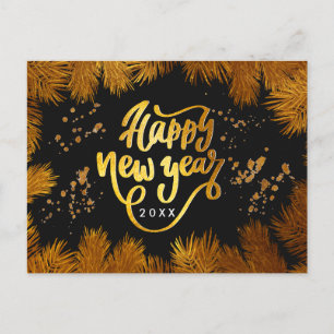 Neujahres-Einladung Pine Gold Company Party Postka Postkarte