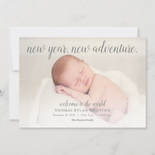 Neujahrs-Adventure Baby Birth Ankündigung