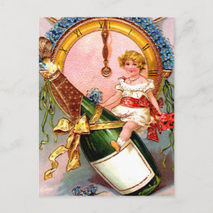 Neujahrs Champagner Postkarte