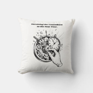 Neujahrs-Countdown-T-Shirt Minimalistischer Uhrw Kissen