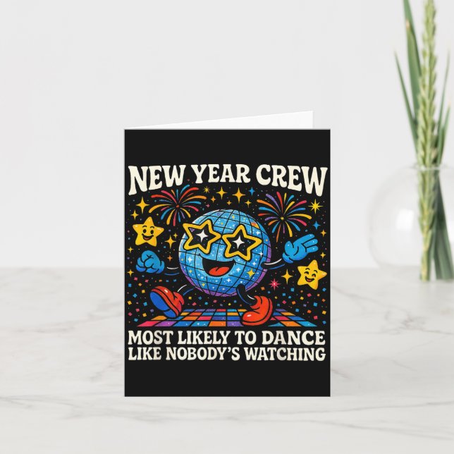 Neujahrs-Crew Tanzt Am Ehernen Retro-Party  Karte (Vorderseite)
