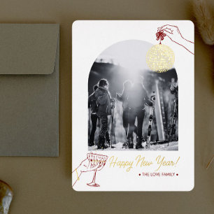 Neujahrs Familienfoto Folien Feiertagskarte