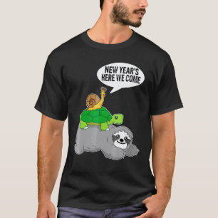 Neujahrs-Faultier-Schildkröte-Schnecke-Geschenk T-Shirt