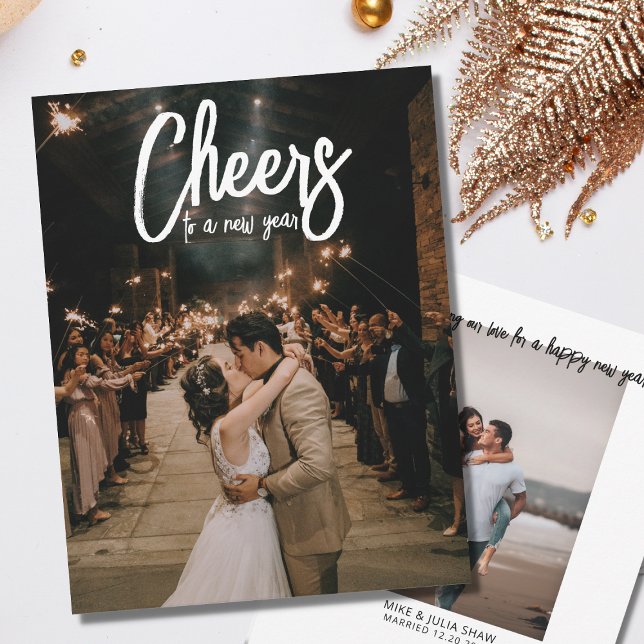 Neujahrs-Foto zur Hochzeitsankündigung Feiertagskarte (Von Creator hochgeladen)