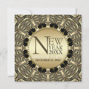 Neujahrs-Goldene-Sonne-Stammes-Funky-Party-Einladu Einladung
