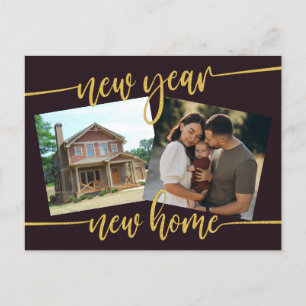 Neujahrs-Neuer Zuhause Foto-Umzug Ankündigung Post Postkarte