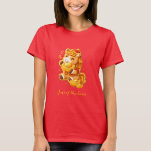 Neujahrs-Pferd des Mondes: Glückliches Goldpferd T-Shirt