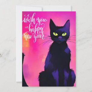 Neujahrs-Schwarze-Katze Feiertagskarte