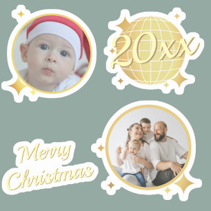 Neujahrs- & Weihnachtsfamilienfoto-Aufkleber Aufkleber