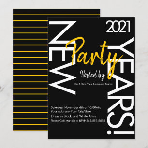 Neujahrs-Weiß-Gelb-Typografie-Unternehmensveransta Einladung