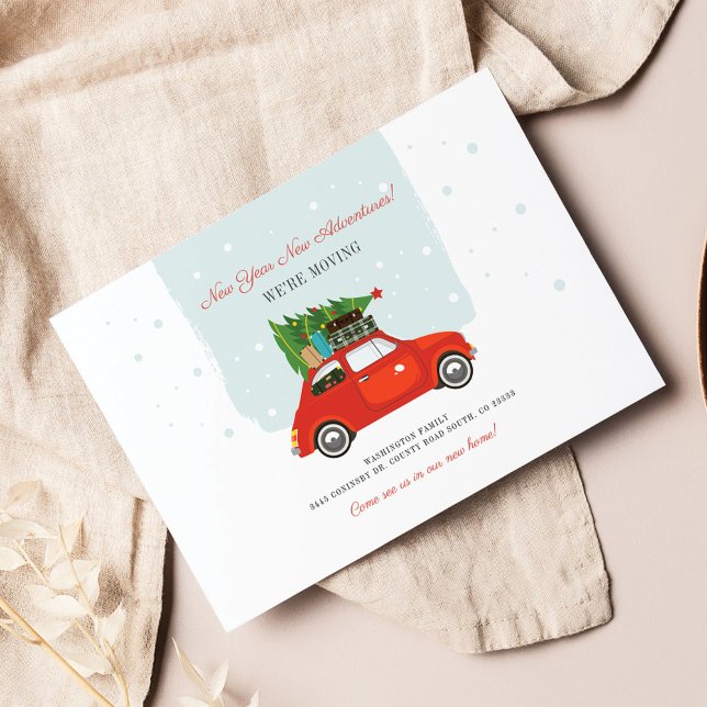 Neujahrsabenteuer: Neue Adresse Ankündigungspostkarte (Holiday Moving Announcement Postcard)