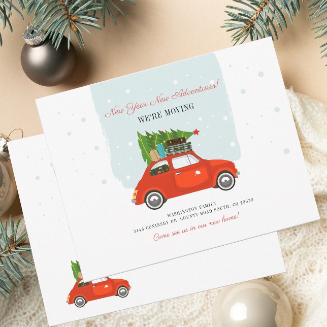 Neujahrsabenteuer Veränderung der Adressenverschie Mitteilungskarte (New Year Adventures Change of Address Moving Note Card)
