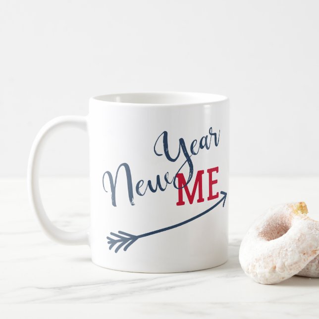 Neujahrsauflage lustige Typografie-Erinnerung Kaffeetasse (Mit Donut)