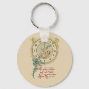 Neujahrsbaby Vintage-Uhr Schlüsselanhänger