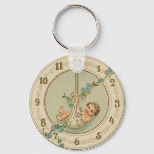 Neujahrsbaby Vintage-Uhr Schlüsselanhänger